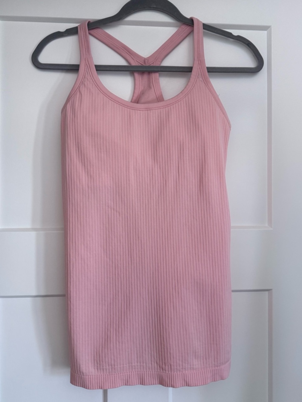 Lululemon Ribbed Racerback Tank Pink/ Peach Size 8 Long Length Built-In Bra